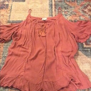 Open Shoulder Crochet Detailed Top